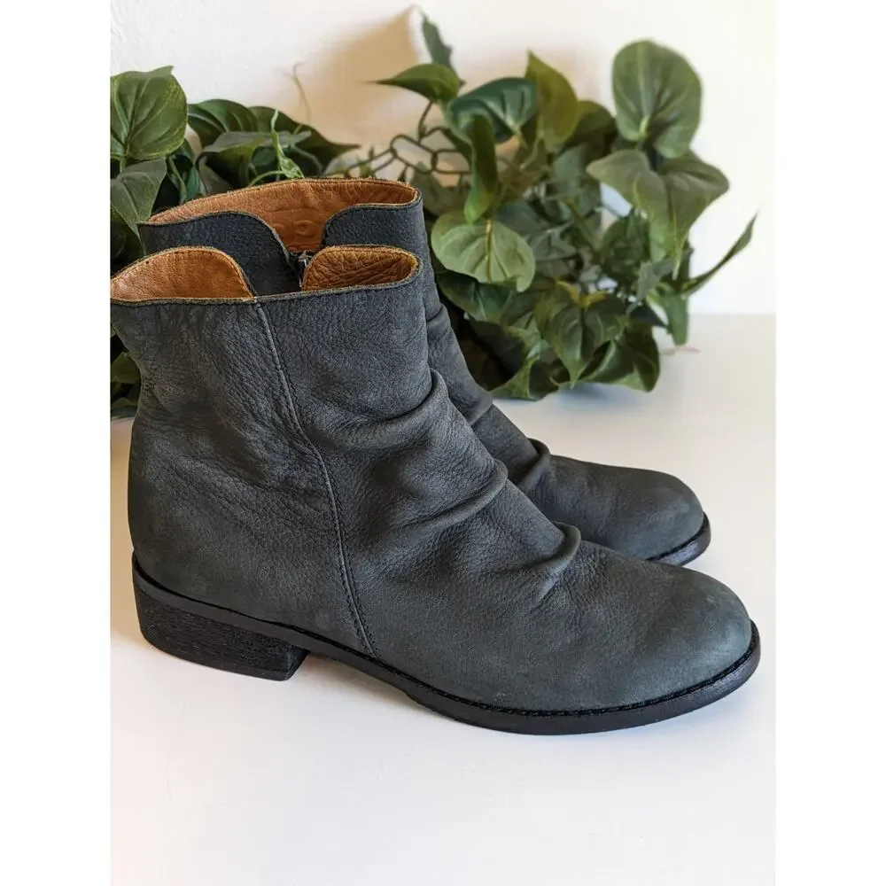 Joe's Ankle Boots Justice Leather Slouchy Boho Western Dark Gray Size 8.5